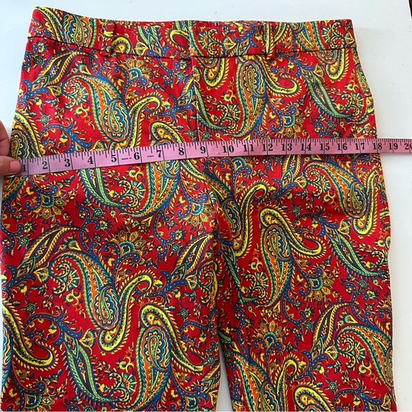 Lauren Ralph Lauren Red/Multicolored Paisley Floral Print Cotton Trousers NWT 8 - Picture 13 of 16